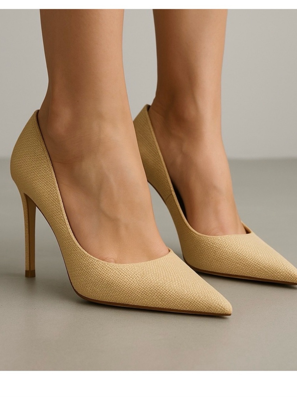SCHUTZ Pointed-Toe High Heel Pump in Beige